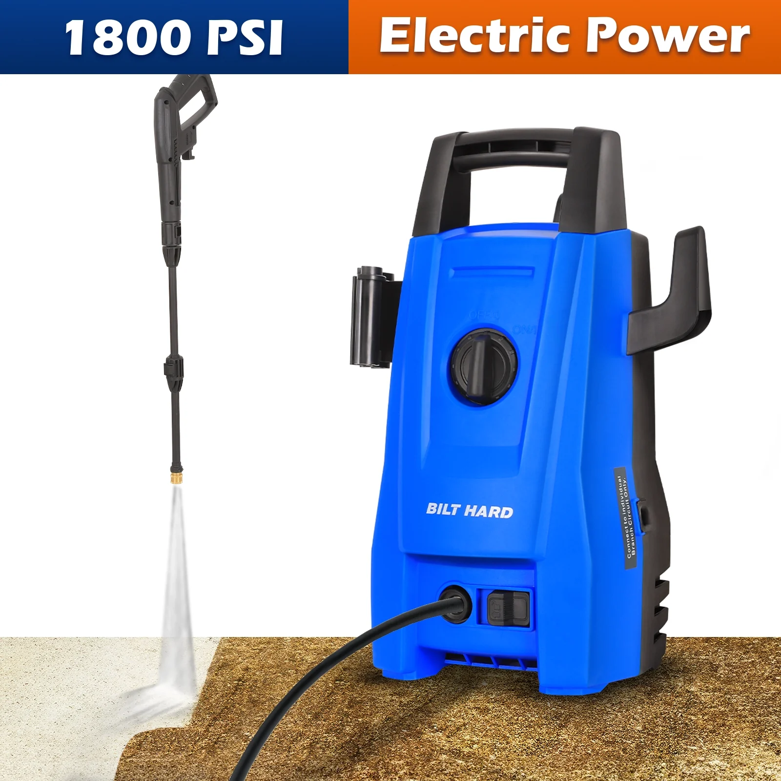 Electric Pressure Washer, 1800 PSI 1.7 GPM Power Washer, Ultra Compact, Lightweight, with 2 Spray Nozzles, 20 Ft Hose, 35 Ft Power Cord, Foam Cannon, for Cleaning Cars, Driveway, Fencing