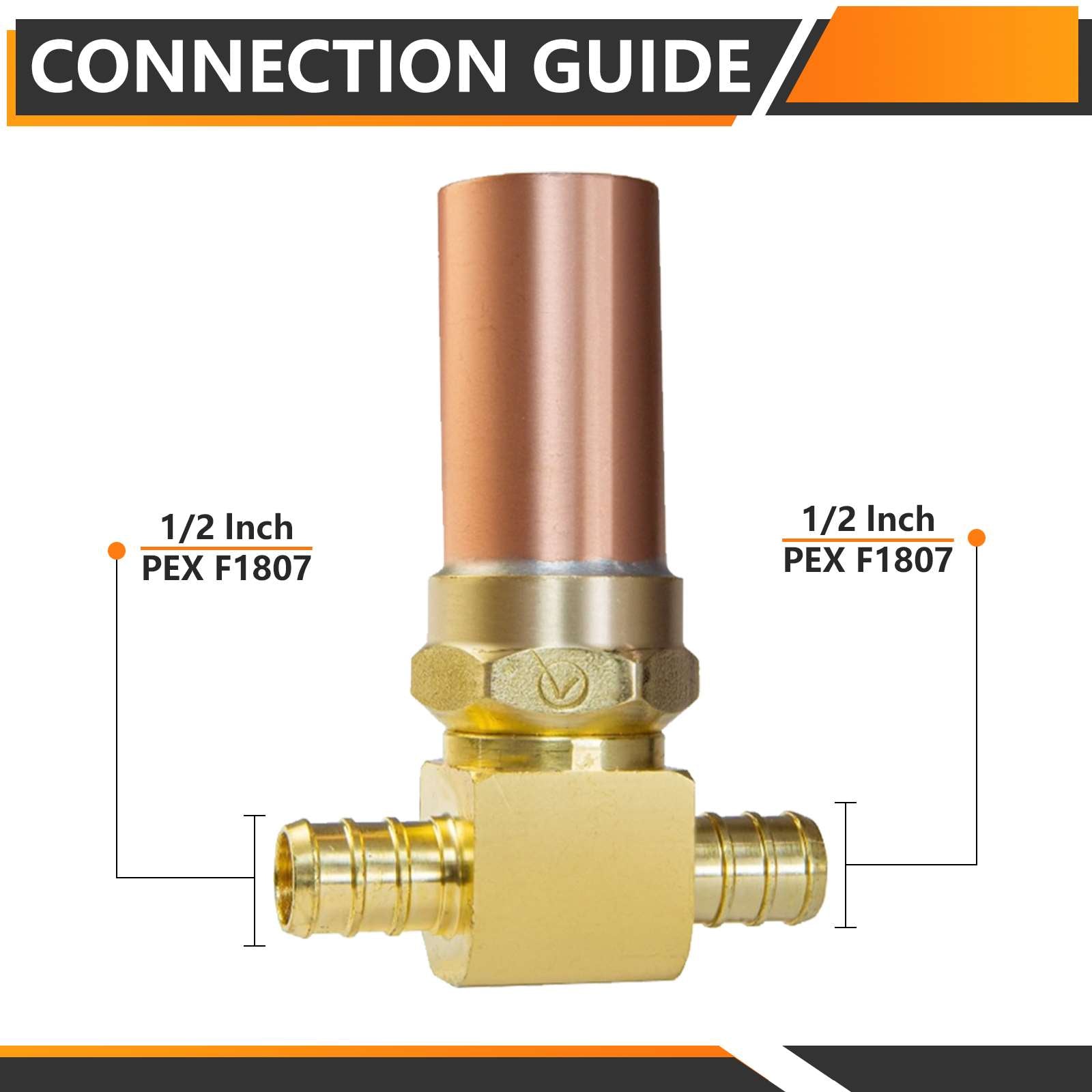 10 Pcs PEX Crimp Connection Tee Water Copper Hammer Arrestor