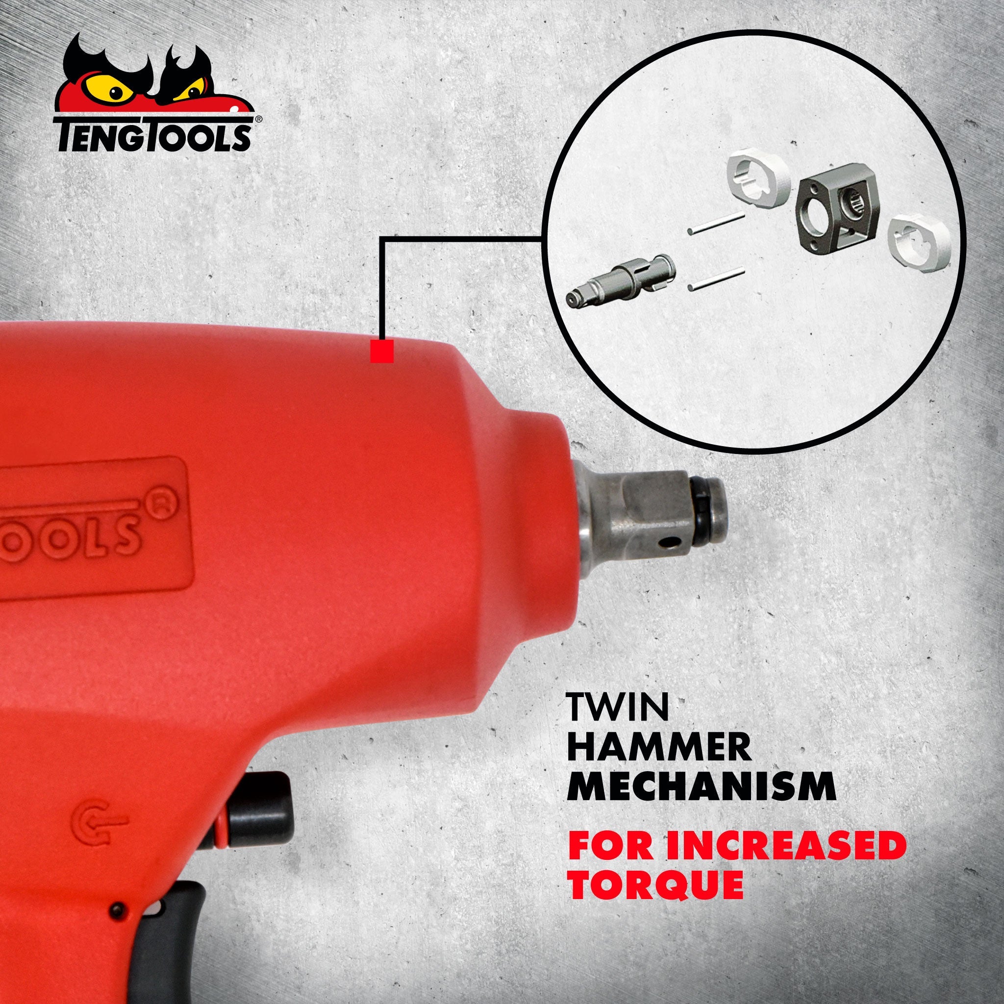 Teng Tools 3/8 Inch Square Drive Reversible High Torque Aluminum Air Impact Wrench Gun - ARWM38