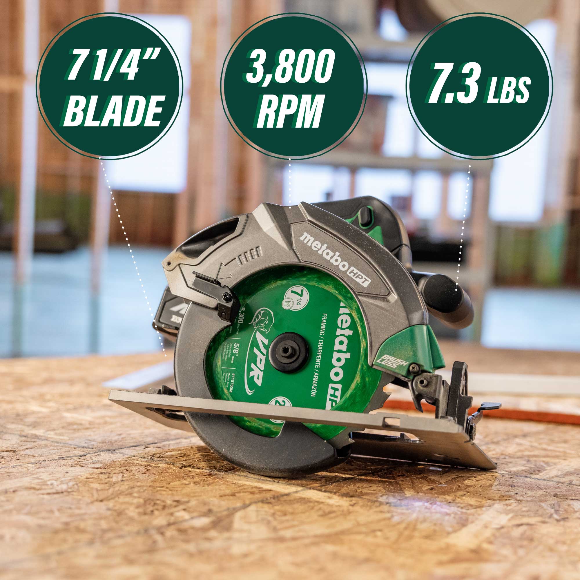 Metabo HPT C1807DAQ4M 18V MultiVolt 7-1/4 Inch Cordless Circular Saw