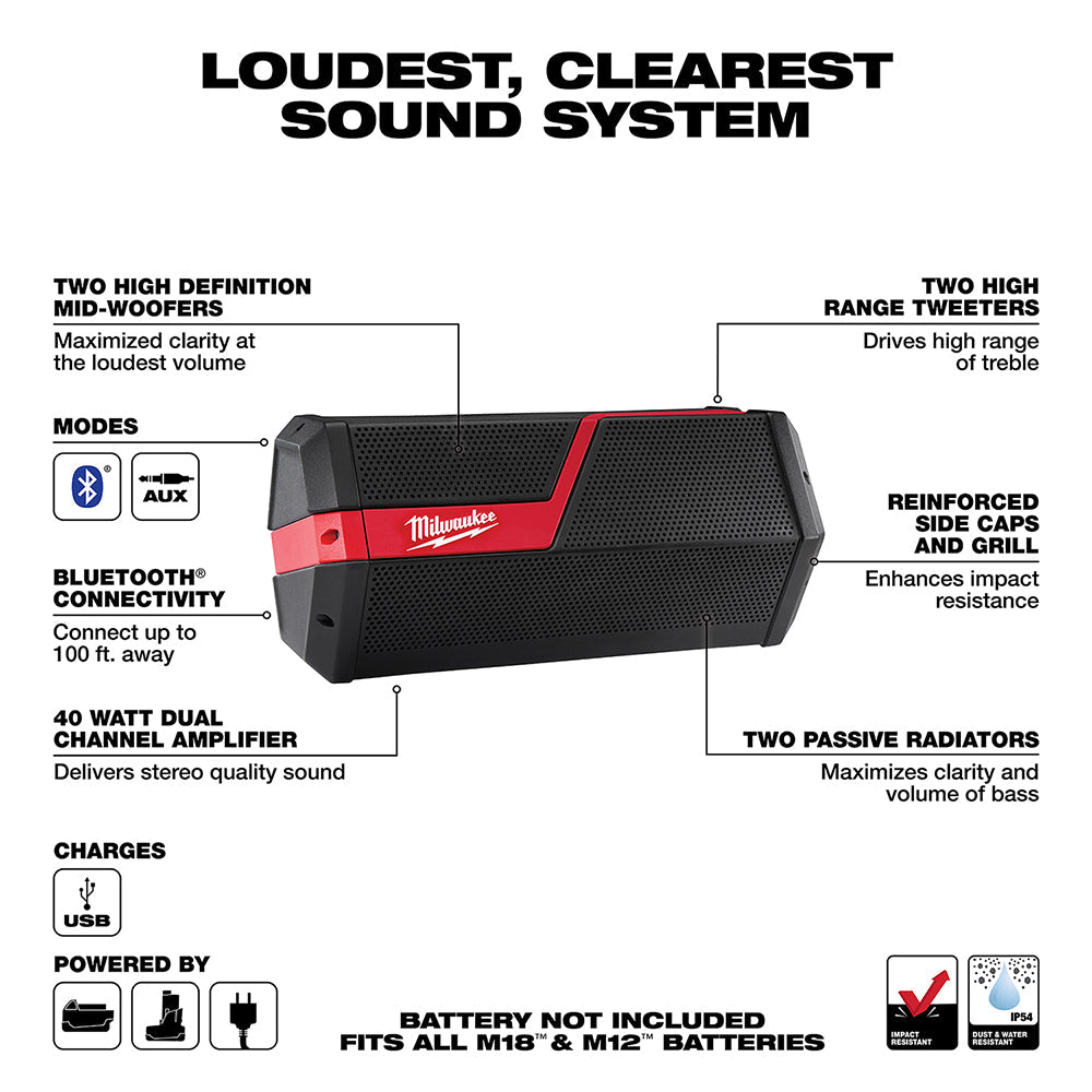 Milwaukee 2891-20 M18™/M12™ Wireless Jobsite Speaker