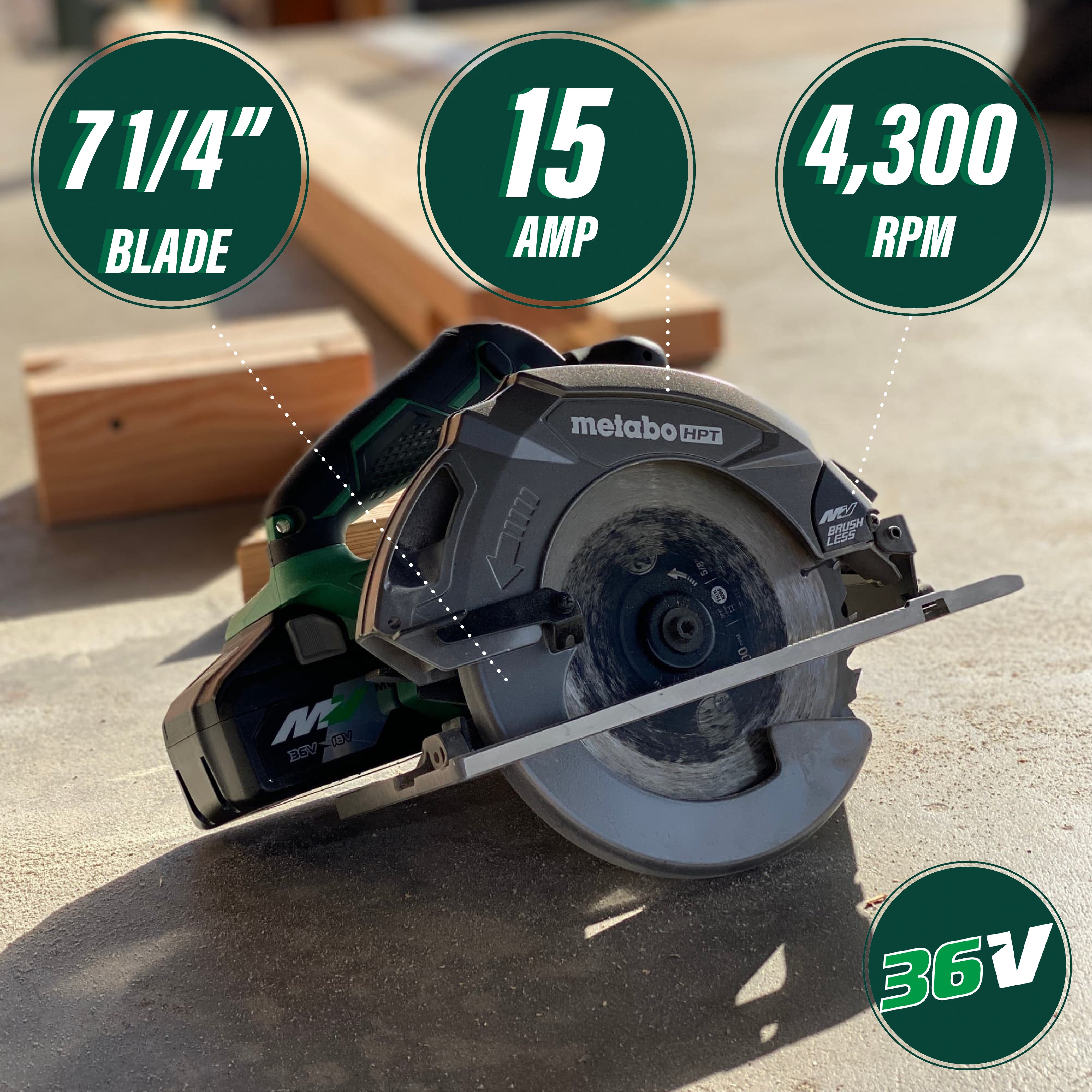 Metabo HPT C3607DAQ4M 36V MultiVolt Brushless 7-1/4-in Circular Saw (Tool Body Only)