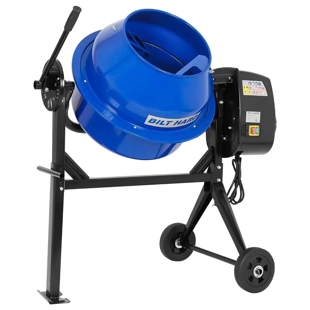 BILT HARD Electric Cement Mixer, 4 Cubic Ft. Portable Concrete Mixer Machine, Wheelbarrow Cement Mixing Tools for Stucco