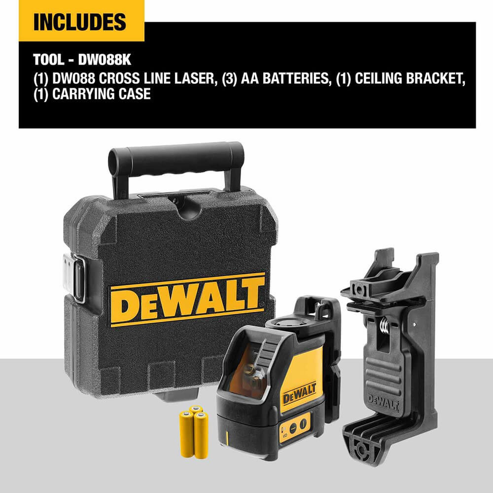 DEWALT DW088K Self Leveling Horizontal/Vertical Red Cross Line Laser