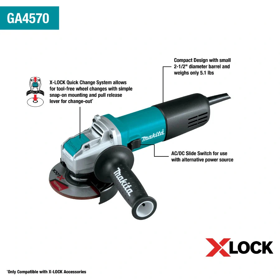 Makita GA4570 4-1/2" X-LOCK Angle Grinder