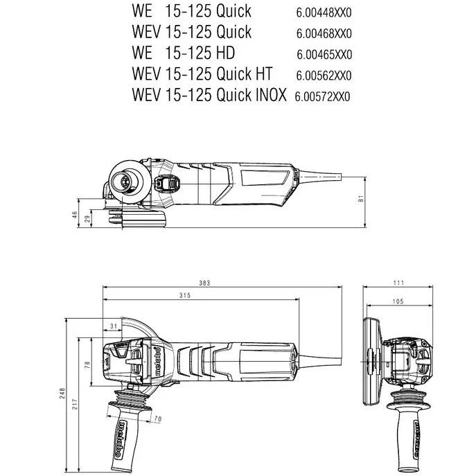 Metabo 600468420 WEV 15-125 Quick Angle Grinder