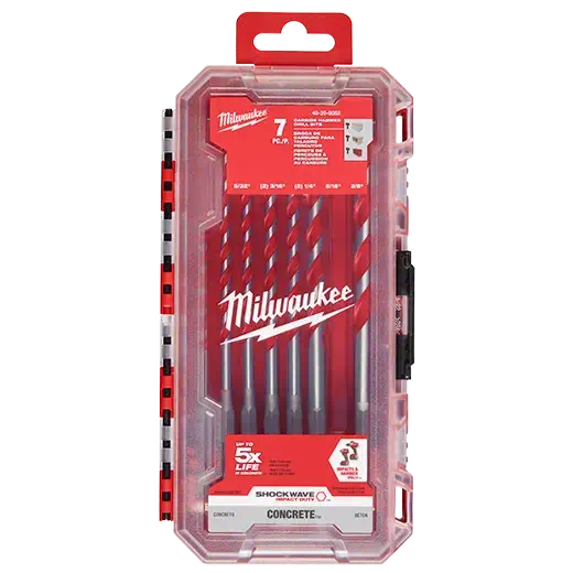 Milwaukee 48-20-9052 7pc. SHOCKWAVE™ Carbide Hammer Drill Bit Kit