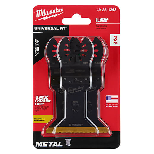 Milwaukee 49-25-1263 OPEN-LOK™ 1-3/4" TITANIUM ENHANCED BI-METAL METAL BLADES 3PK