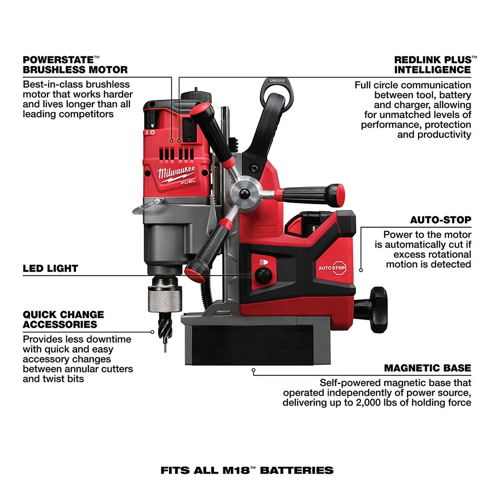 Milwaukee 2788-22HD M18 FUEL™ 1-1/2" Lineman Magnetic Drill High Demand™ Kit