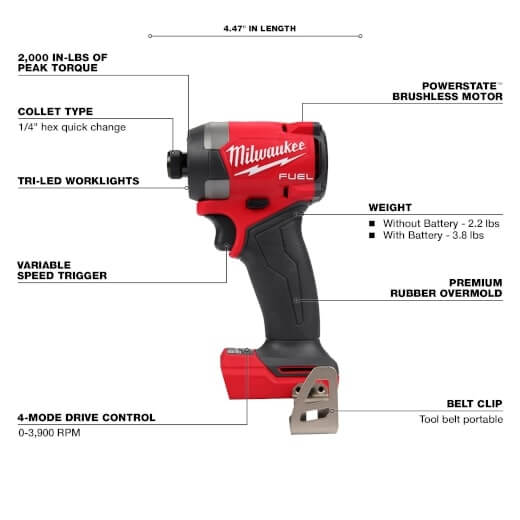 Milwaukee 2953-20 M18 FUEL™ 1/4" Hex Impact Driver (Tool Only)