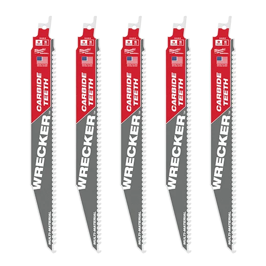 Milwaukee 48-00-5542 9" 6 TPI THE WRECKER™ with Carbide Teeth SAWZALL® Blade 5 PK