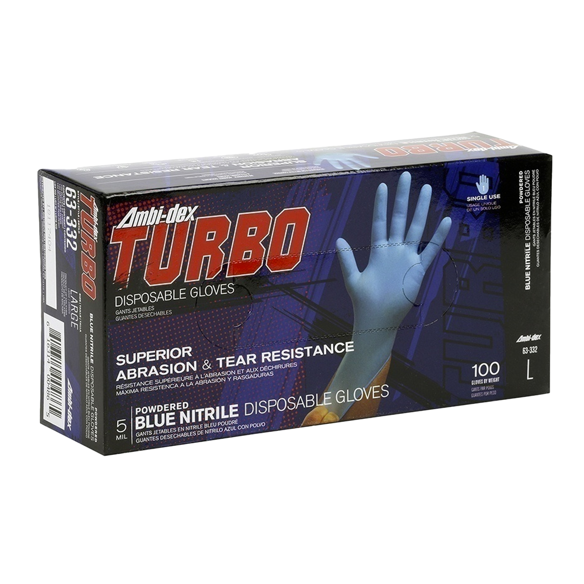 PIP Turbo 5 Mil Powdered Disposable Nitrile Glove With Textured Grip