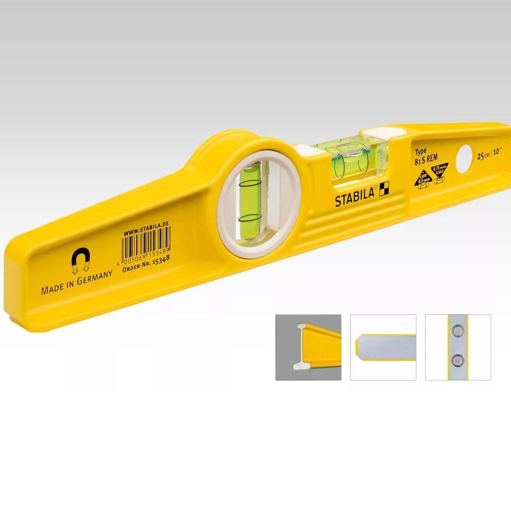 Stabila 48296 Mason 3 Spirit Level Set - 24 inch 48 inch 10 inch Torpedo and Case