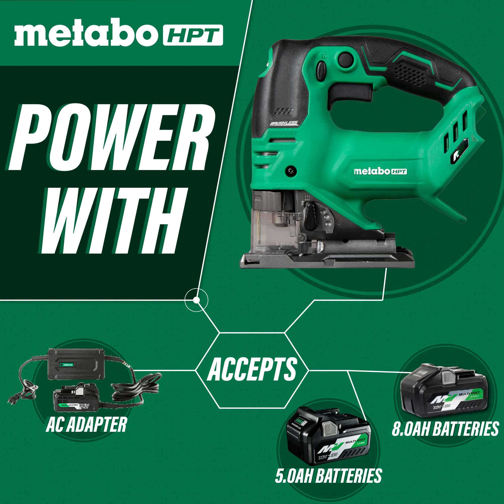 Metabo HPT CJ36DAQ4M 36V MultiVolt Cordless Brushless Orbital Jig Saw (Tool Body Only