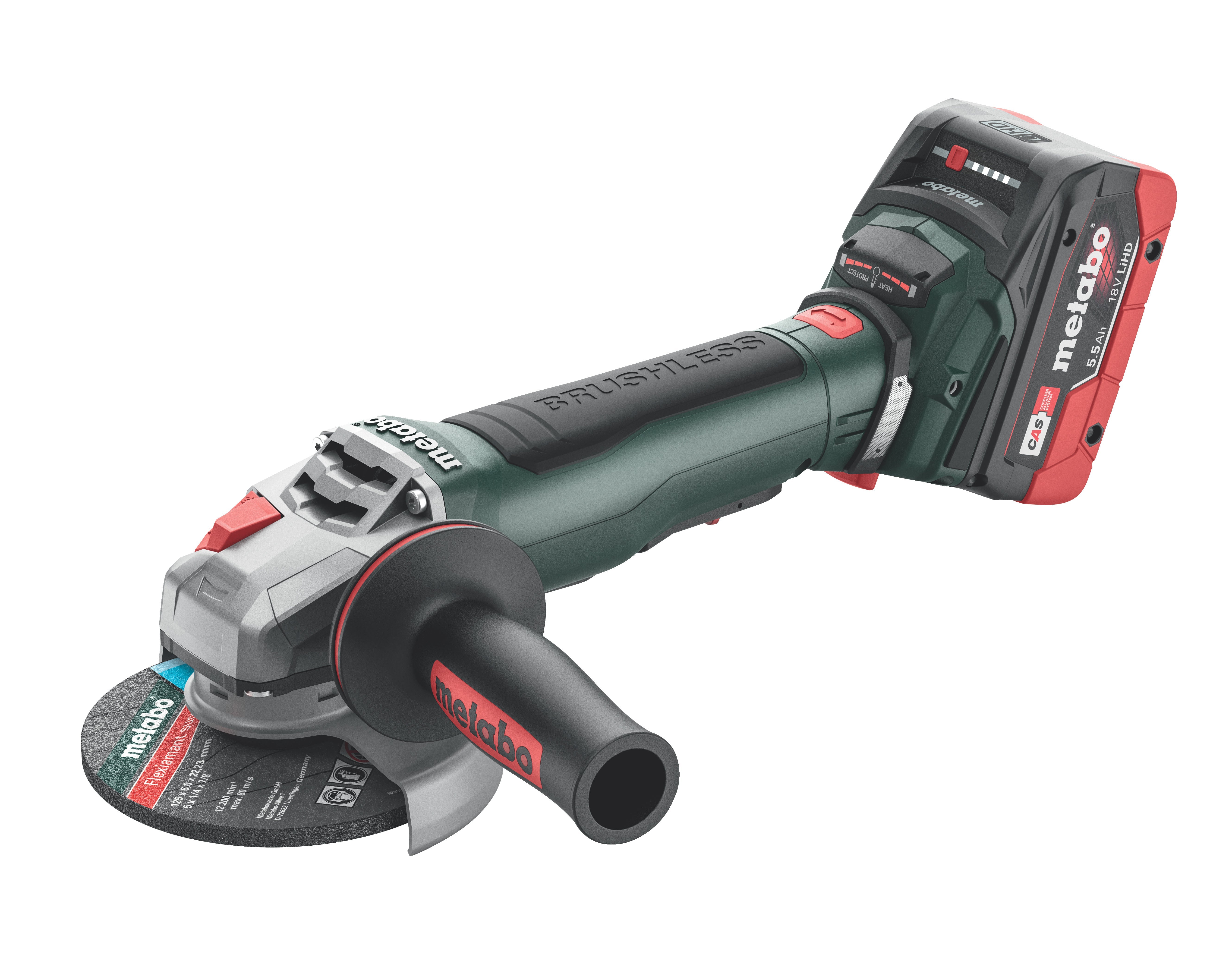 Metabo 613059520 WPB 18 LT BL 11-125 Quick 5.5 Kit 4-1/2” / 5” Brushless Braking Angle Grinder Kit