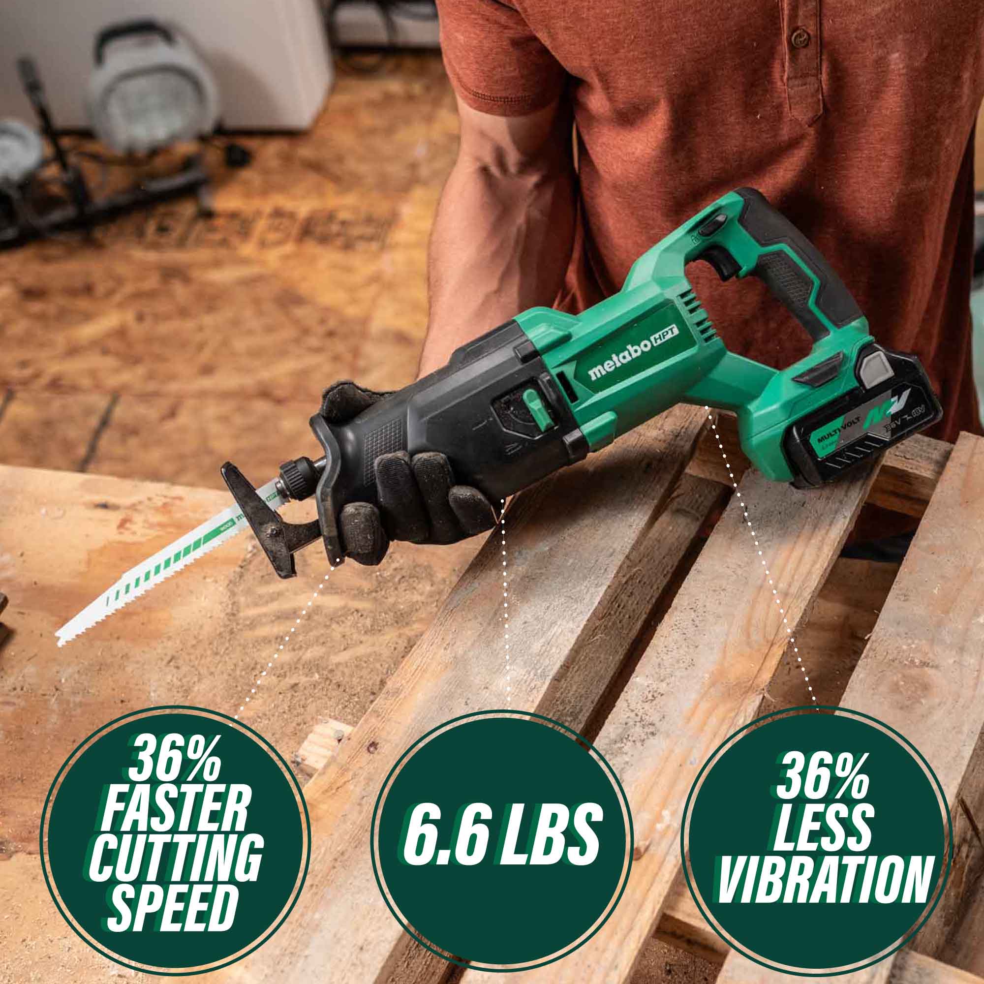 Metabo HPT CR18DBQ4M 18V MultiVolt Cordless Reciprocating Saw (Tool Body Only)