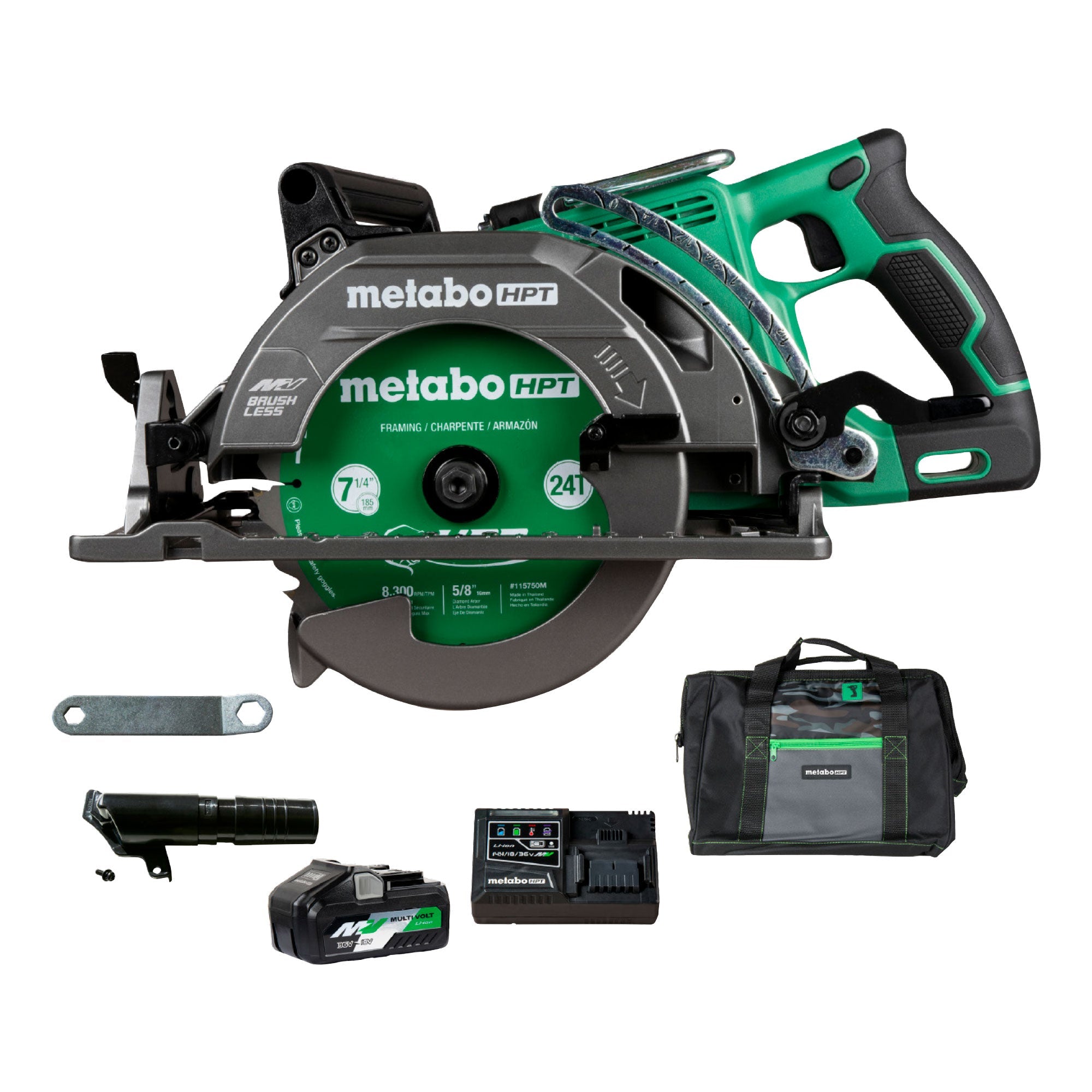 Metabo HPT C3607DWAM 7-1/4 Inch Rear Handle Circular Saw